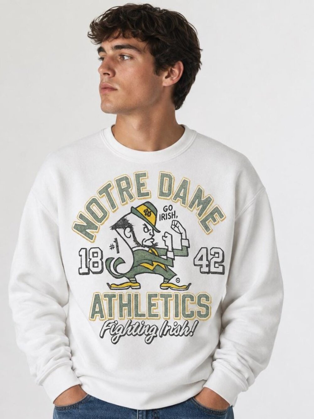 Notre Dame Shirt MEN WOMEN Fighting Irish Graphic Tee Retro Sweatshirt 1842